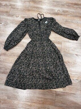 black cotton midi dress nwt